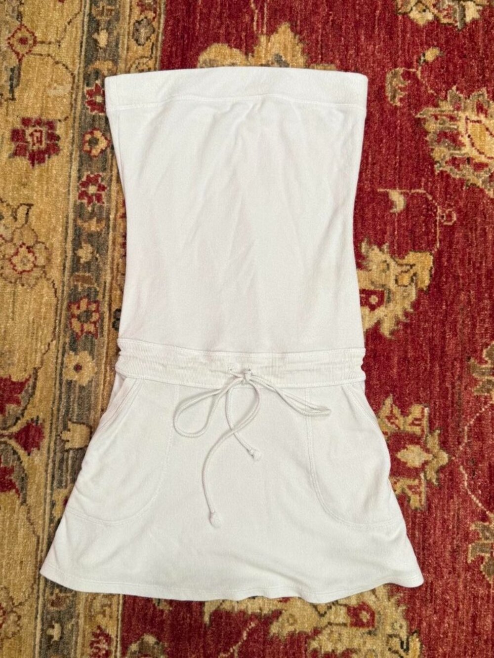 Y2K White Terry Cloth Strapless Mini Dress